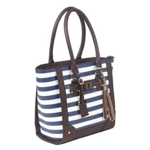 Bulldog Tote Style Purse w/Holster Navy Stripe