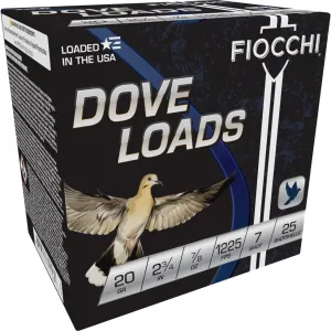 Fiocchi Steel Dove Shotshells 20 ga 2-3/4" 7/8oz 1225fps #7 25/ct