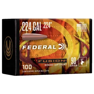Federal Fusion Component Rifle Bullets .224 cal .224" 90gr Bonded Soft Point 100/ct