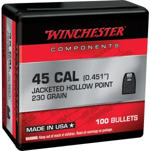 Winchester JHP Bullets .45 cal .451" 230gr 100/ct