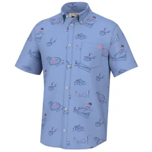 Huk Americookin Kona Short Sleeve Shirt Quiet Harbor L