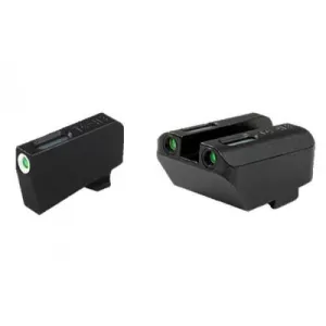 Truglo TFX Tritium/Fiber-Optic Day/Night Sight Set (Suppressor Height) fits Glock 20, 21, 25, 28, 29, 30, 31, 32, 37, 40, and 41 - White Outline Front
