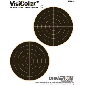 Champion VisiColor High-Visibility Paper Targets 5" Double Bull, 10/Pack