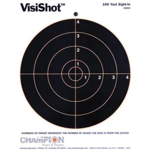 Champion VisiShot Targets 8" Bull's Eye Target - 8.5" X 11", 10/Pack