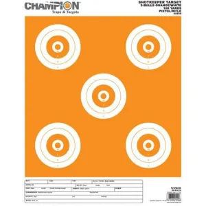 Champion Shotkeeper Targets White & Orange 5 Bull, Large, 12/Pack