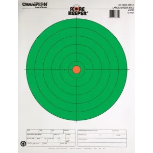 Champion Scorekeeper Targets Fluorescent Orange & Green Bull - 100 yd. Rifle, 12/Pack