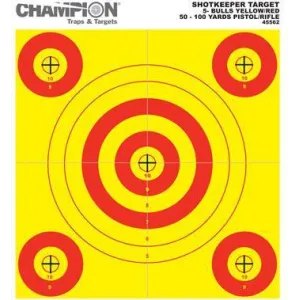 Champion Shotkeeper Targets Yellow & Red 5 Bull, Small, 12/Pack