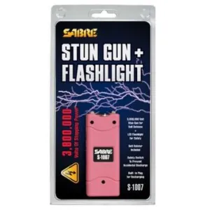 Sabre 3.8 Million Volt Stun Gun with LED Flashlight - Pink