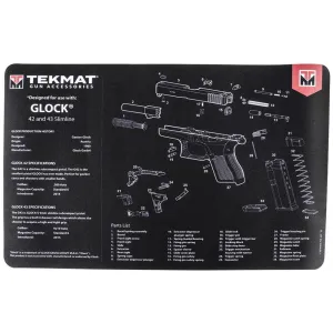 Tekmat Handgun Cleaning Mat for Glock 42/43 11"x17" Black