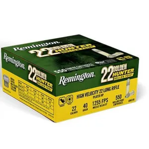 Remington Golden Hunter Rimfire Ammunition .22LR 40gr HP 1255 fps 550/ct