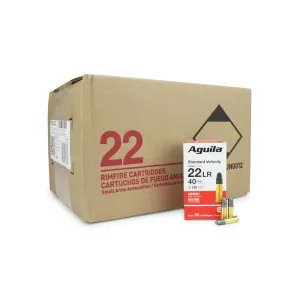 Aguila Standard Velocity Rimfire Ammunition .22 LR 40 gr SP 1130 fps 2000/ct Case (40-50/ct)