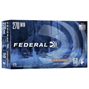 Federal Power-Shok Rifle Ammunition .270 Win 150 gr SP 2890 fps 20/ct