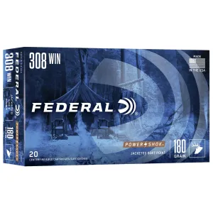 Federal Power-Shok Rifle Ammunition .308 Win 180 gr SP 2570 fps 20/ct