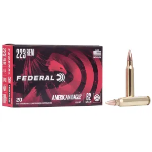 Federal American Eagle Rifle Ammunition .223 Rem 62 gr FMJ 3020 fps 20/rd