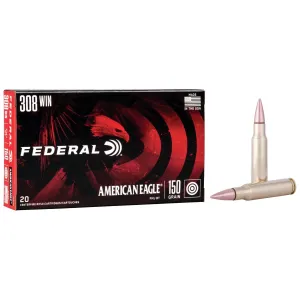Federal American Eagle Rifle Ammunition .308 Win 150 gr FMJBT 2820 fps 20/ct