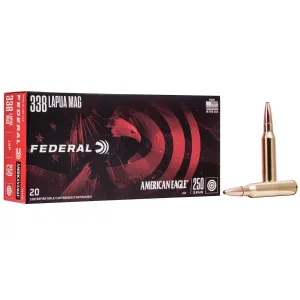 Federal American Eagle Rifle Ammunition .338 Lapua Mag 250 gr SP 20/ct