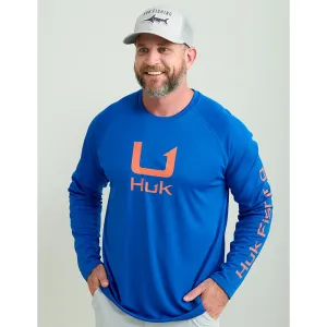 Huk Icon Crew Long Sleeve Shirt Ocean Blue 2XL
