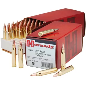 Hornady Custom Rifle Ammunition .223 Rem 55 gr FMJBT 3240 fps 50/ct