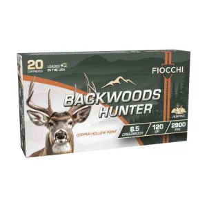 Fiocchi Backwoods Hunter Rifle Ammunition 6.5 Creedmoor 120gr HP 2900 fps 20/ct