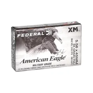 Federal American Eagle Rifle Ammunition 5.56X45 NATO 55gr FMJ 3165 fps 20/ct