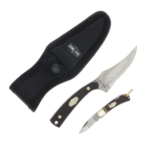 Old Timer Sharpfinger Knife Combo 3-1/4" Clip Point Blade 1-3/5" Drop Point Blade