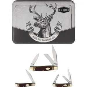 Old Timer Folding Knife Set with Tin