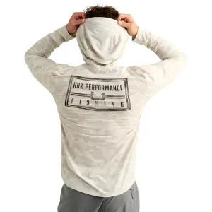 Huk Drift Performance Hoodie Long Sleeve Shirt Silver Birch Camo 2XL