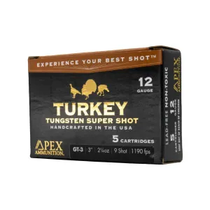 Apex Ammunition Turkey TSS Shotshells 12ga 3'' 2-1/4oz #9 1190fps 5/ct