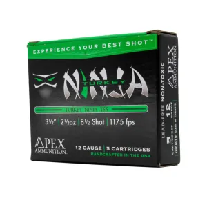 Apex Ammunition Turkey Ninja TSS Shotshells 12ga 3-1/2" 2-1/2oz 1175fps #8.5 5/ct