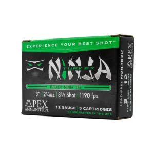 Apex Ammunition Turkey Ninja TSS Shotshells 12ga 3" 2-1/4oz 1190fps #8.5 5/ct