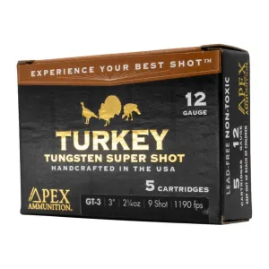 Apex Ammunition Turkey TSS Small Town Hunting Blend 12ga 3" 2-1/4oz 1190 fps #9 & #7.5 5/ct