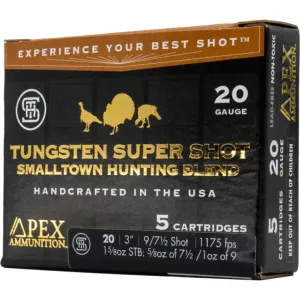 Apex Ammunition Turkey TSS Small Town Hunting Blend 20ga 3' 1-5/8oz 1175 fps #9 & #7.5 5/ct
