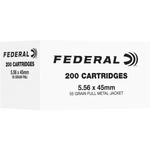 Federal American Eagle Rifle Ammunition 5.56mm NATO 55gr FMJ 3165 fps 200/ct
