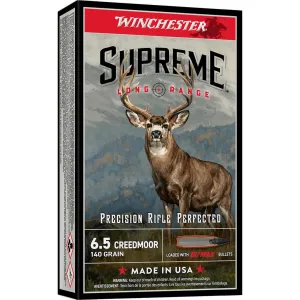 Winchester Supreme Long Range Rifle Ammunition 6.5 Creedmoor 140gr PT 2570 fps 20/ct