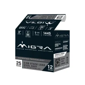 Migra Steel Waterfowl Stacked Shotshell 12ga 3" 1-1/4 oz 1445 fps #2 & BB 25/ct