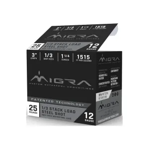 Migra Steel Waterfowl Stacked Shotshell 12ga 3" 1-1/4 oz 1515 fps #1 & #3 25/ct