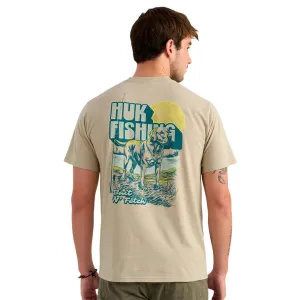 Huk Bait 'N Fetch Short Sleeve Tee River Rock Heather XL
