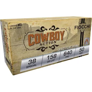 Fiocchi Cowboy Action Handgun Ammunition 38 Spl 158gr LFN 640 fps 50/ct