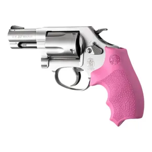 Hogue Overmolded Rubber Bantam Grip Closed Backstrap S&W Round Butt J-Frame Revolvers Pink