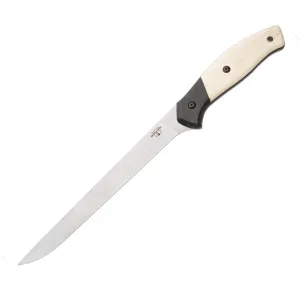 Bear & Son Professional Fillet Fixed Blade Knife 7" Fillet Blade White Smooth Bone