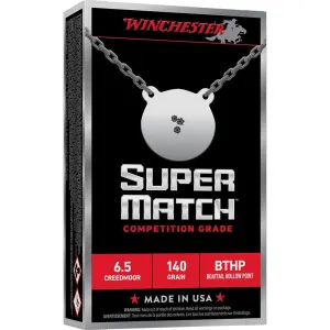 Winchester Super Match Rifle Ammunition 6.5 Creedmoor 140gr OTM 2710fps 20/ct