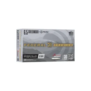 Federal Terminal Ascent Rifle Ammunition 6.5 Creedmoor +Peak 130gr PT 3100 fps 20/ct
