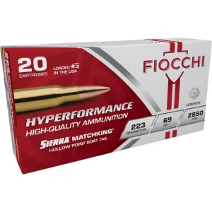 Fiocchi Hyperformance Match Rifle Ammunition .223 Rem 69 gr HPBT 2850 fps 20/ct