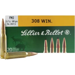 Sellier & Bellot Rifle Ammunition .308 Win 180 gr FMJ 20/ct