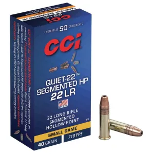 CCI Quiet-22 Segmented HP Rimfire Ammunition .22 LR 40 gr HP 710 fps 50/ct