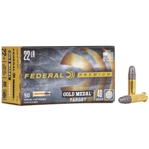 Federal Premium Gold Medal Rimfire Ammunition .22 LR 40 gr SLD 1080 fps 50/ct