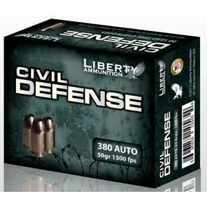 Liberty Civil Defense Handgun Ammunition .380 Auto 50 gr SCHP 1500 fps 20/ct