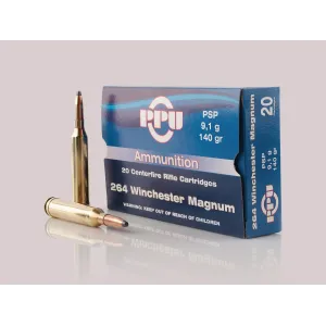 PPU Standard Rifle Ammunition .264 Win Mag PSP 140 gr 3018 fps 20/ct