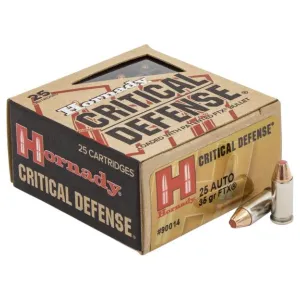 Hornady Critical Handgun Ammunition .25 Auto 35 gr FTX 900 fps 25/ct