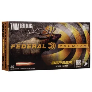 Federal Classic Hunter Berger Hybrid Rifle Ammunition  7mm Rem Mag 168 gr 2870 fps 20/ct